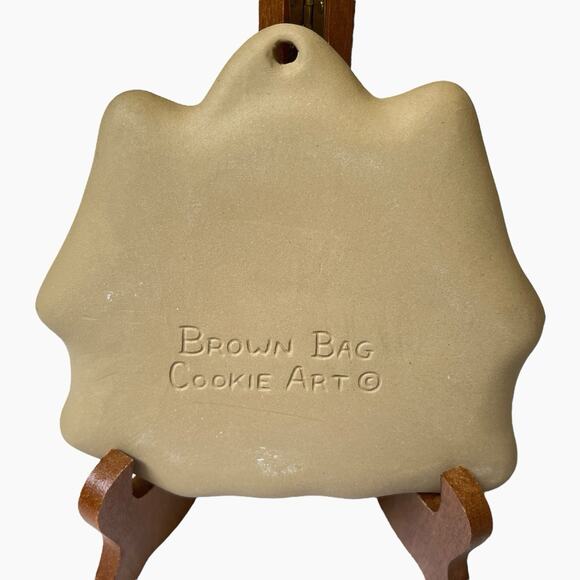 Brown Bag Cookie Art Mold Gingerbread House Durable Ceramic Heart Cottage Vtg - Picture 2 of 9